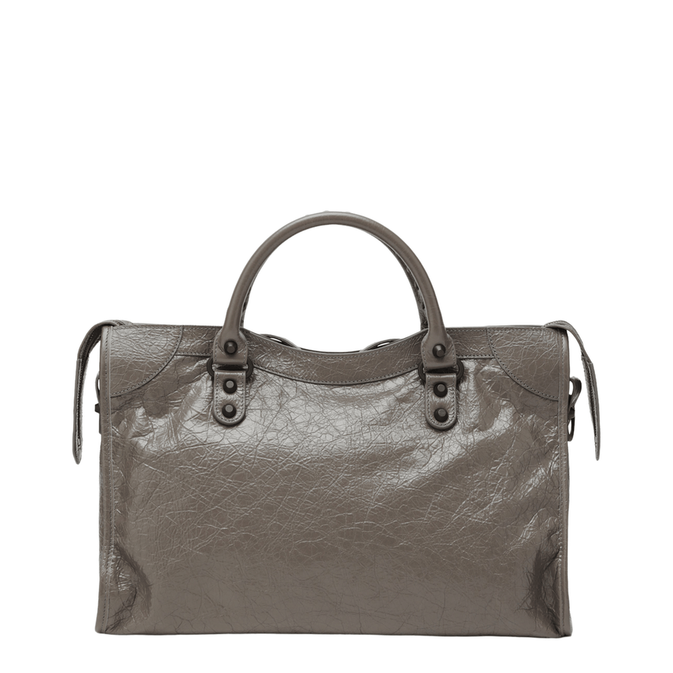 Balenciaga Le City Medium Lambskin Top - Handle Bag - Dark Noix