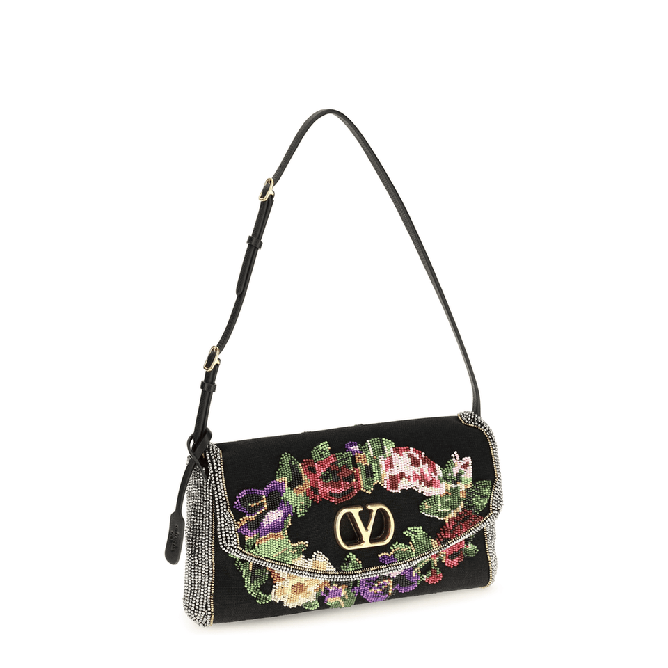Valentino VLogo Signature Mini Denim Top - Handle Bag - Denim