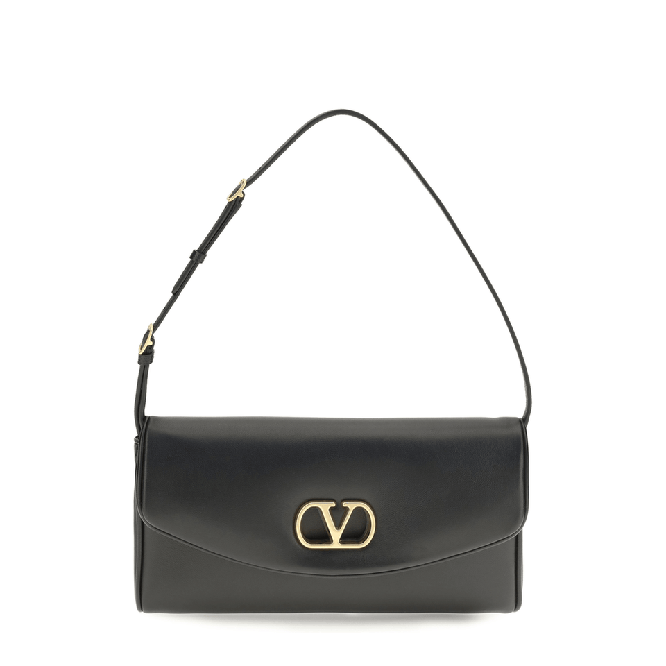 Valentino DeVain Small Calfskin Shoulder Bag - Black