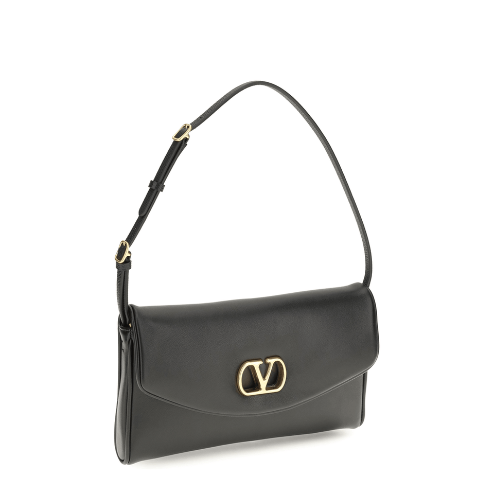 Valentino DeVain Small Calfskin Shoulder Bag - Black