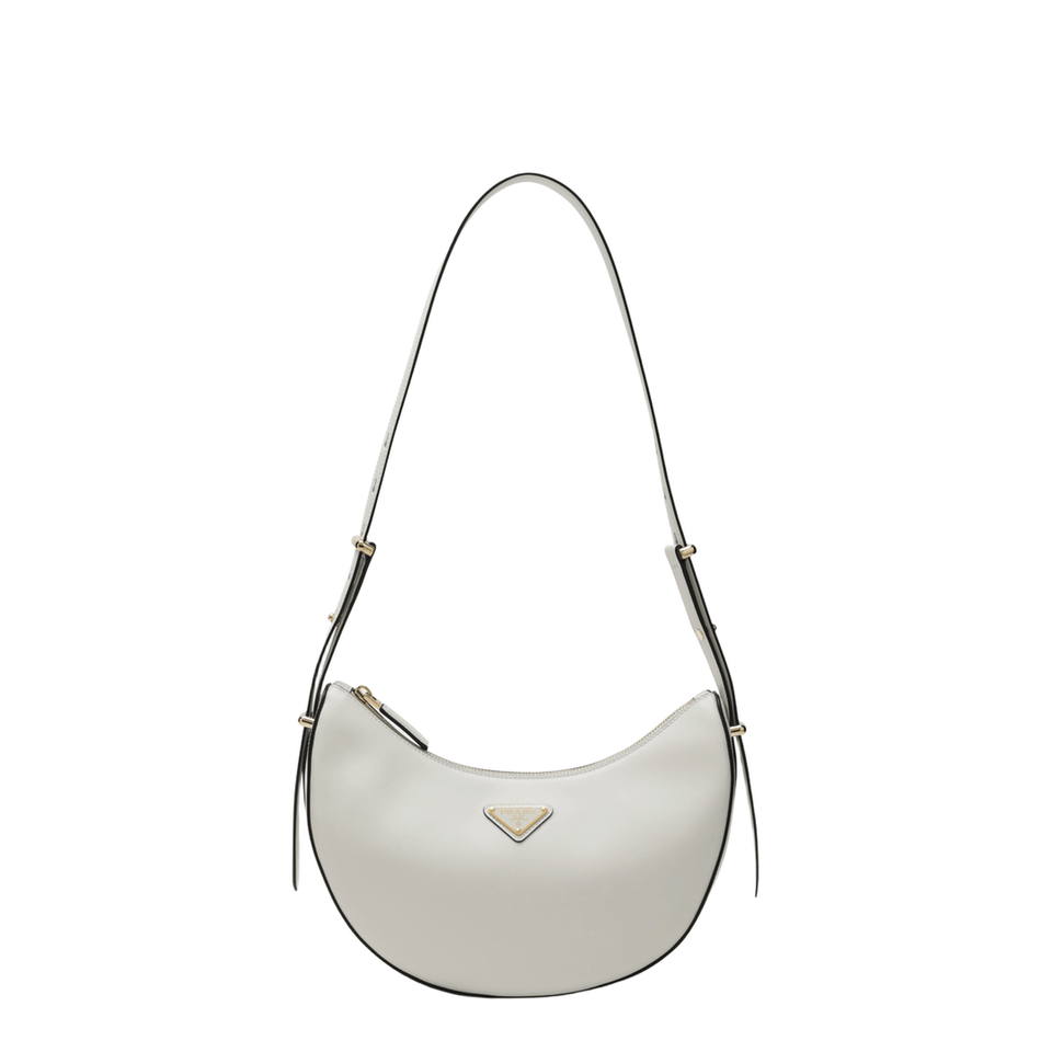 Prada Arqué Small Calfskin Shoulder Bags - White