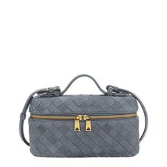 Bottega Veneta Bang Bang Intrecciato Suede Leather Handbag - Blue