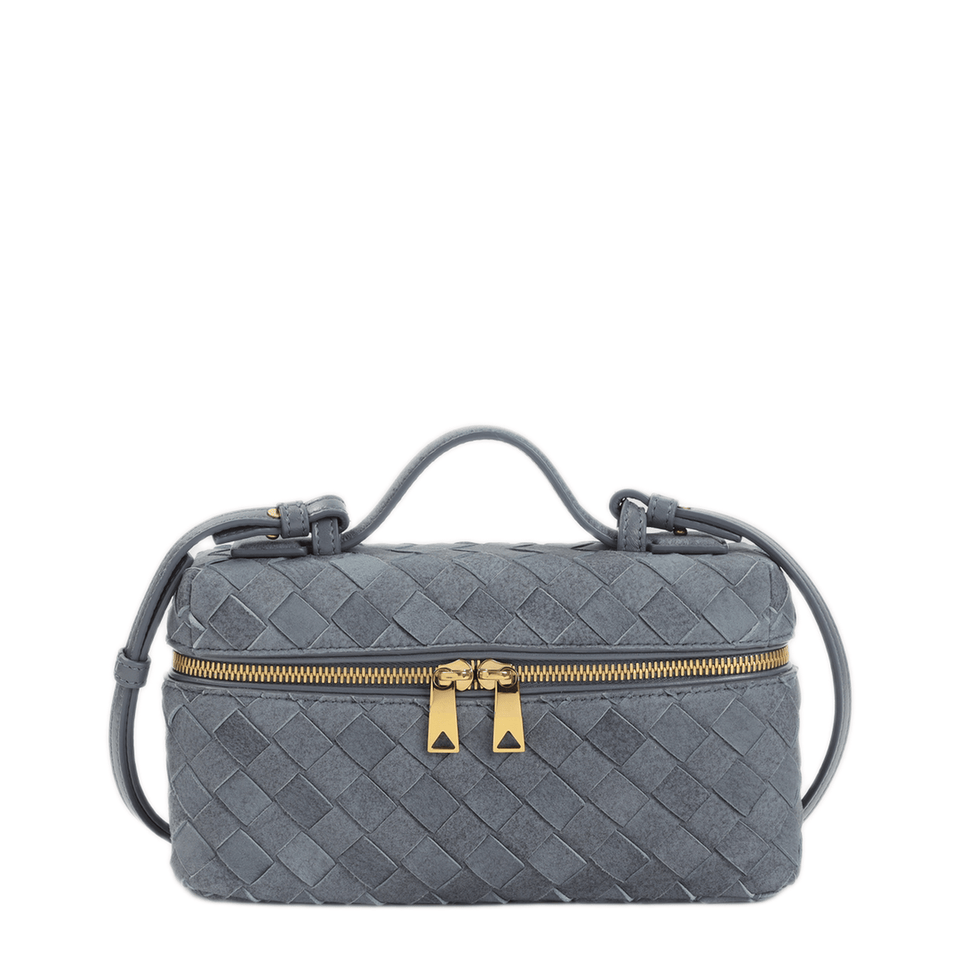 Bottega Veneta Bang Bang Intrecciato Suede Leather Handbag - Blue