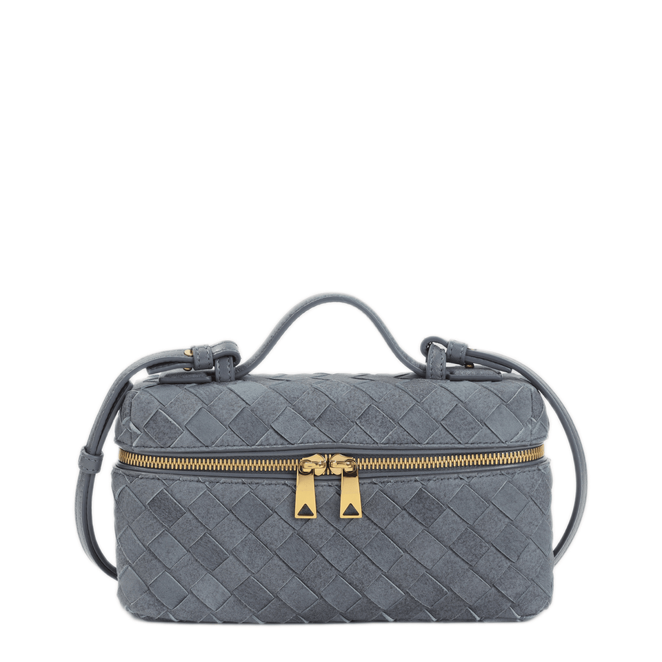 Bottega Veneta Bang Bang Intrecciato Suede Leather Handbag - Blue