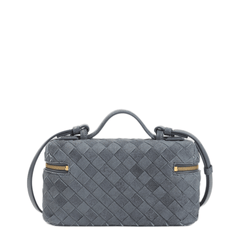 Bottega Veneta Bang Bang Intrecciato Suede Leather Handbag - Blue