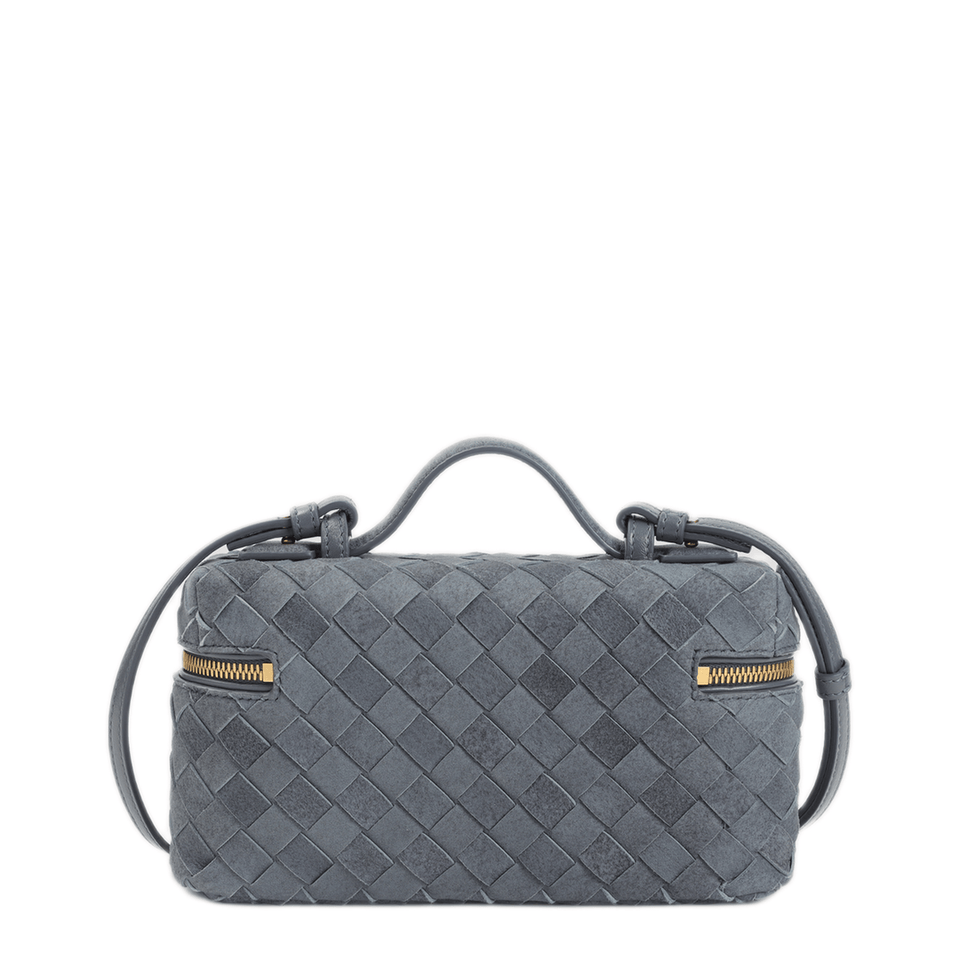 Bottega Veneta Bang Bang Intrecciato Suede Leather Handbag - Blue