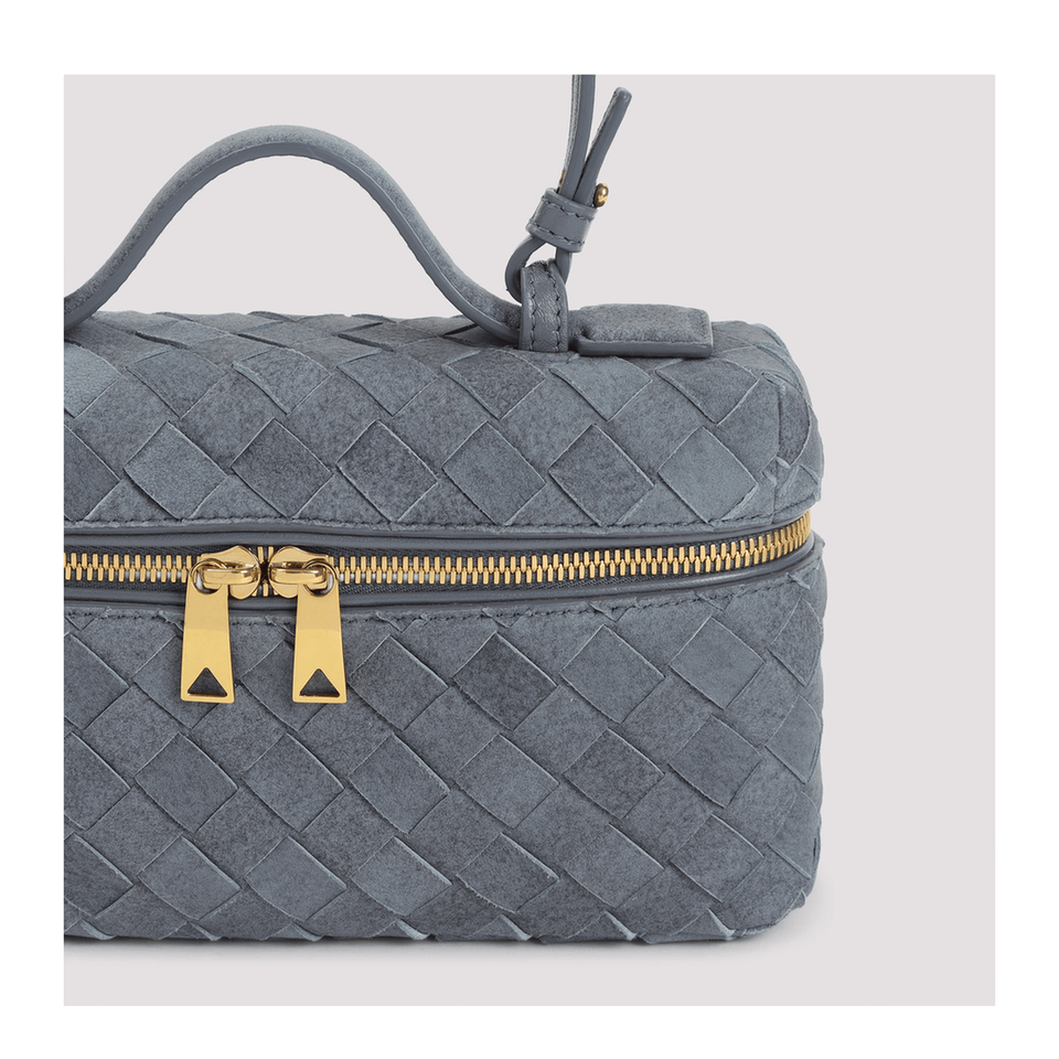 Bottega Veneta Bang Bang Intrecciato Suede Leather Handbag - Blue