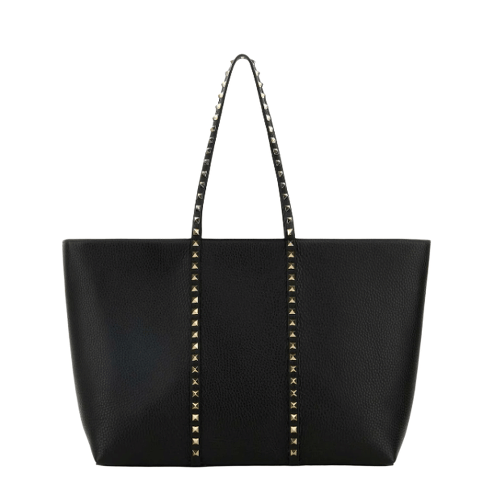 Valentino Rockstud Medium Calfskin Shopping Bag - Black