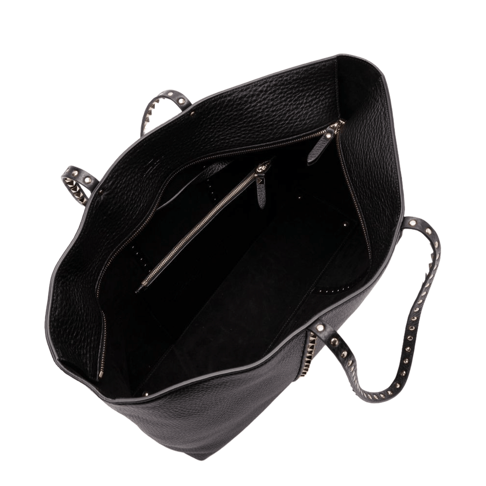 Valentino Rockstud Medium Calfskin Shopping Bag - Black