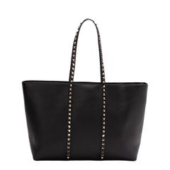 Valentino Rockstud Medium Calfskin Shopping Bag - Black