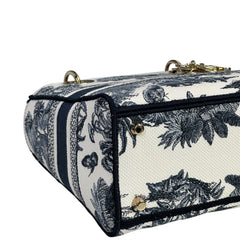 Christian Dior Lady D - Lite Bag Medium Toile de Jouy Blue White Canvas