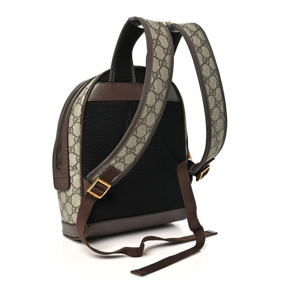 Gucci GG Supreme Monogram Calfskin Web Small Ophidia Day Backpack Beige Ebony New Acero