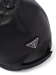 Prada triangle - logo leather baseball cap