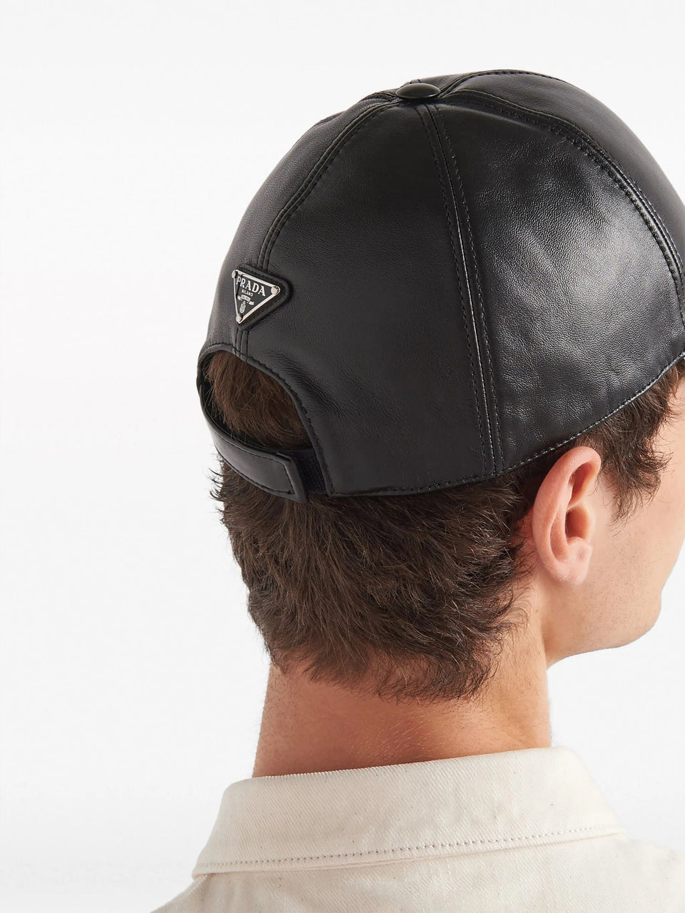 Prada triangle - logo leather baseball cap