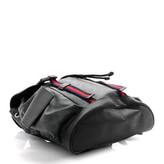 Gucci Soft GG Supreme Monogram Calfskin Web Double Buckle Backpack Black