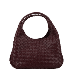 Bottega Veneta Campana Lambskin Shoulder Bag - Deep Mahogany