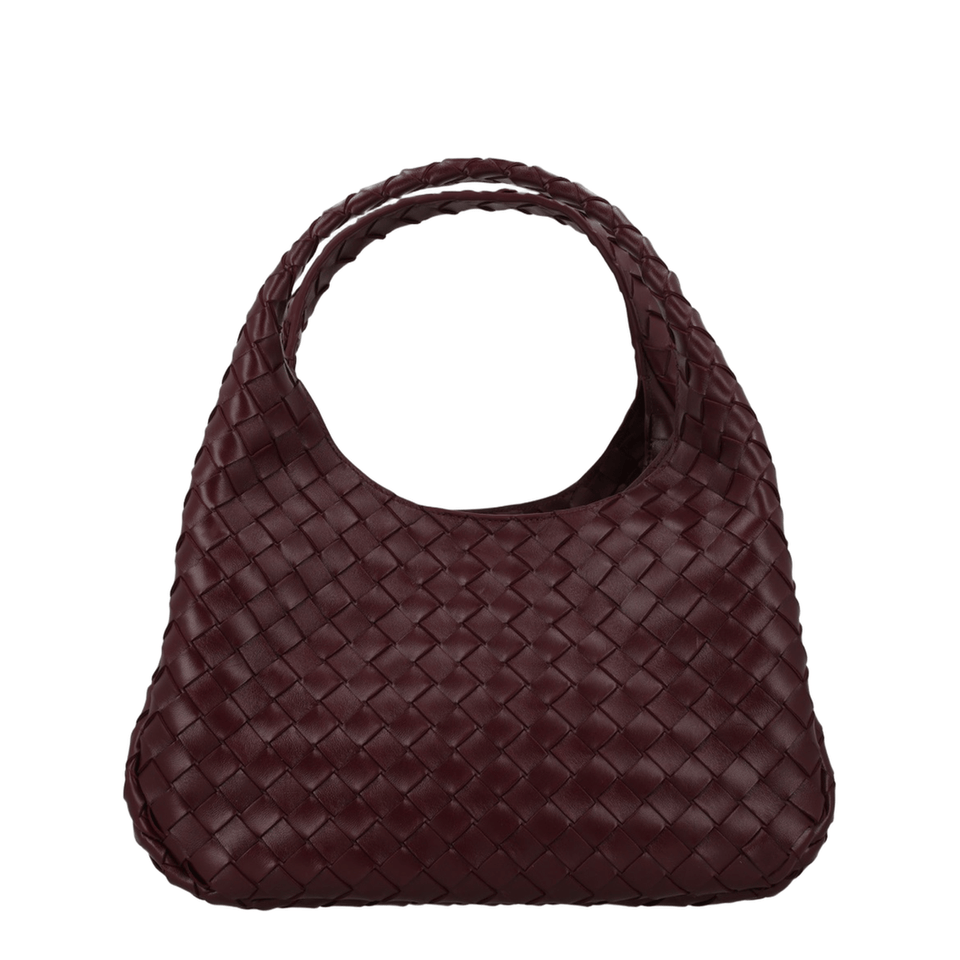 Bottega Veneta Campana Lambskin Shoulder Bag - Deep Mahogany