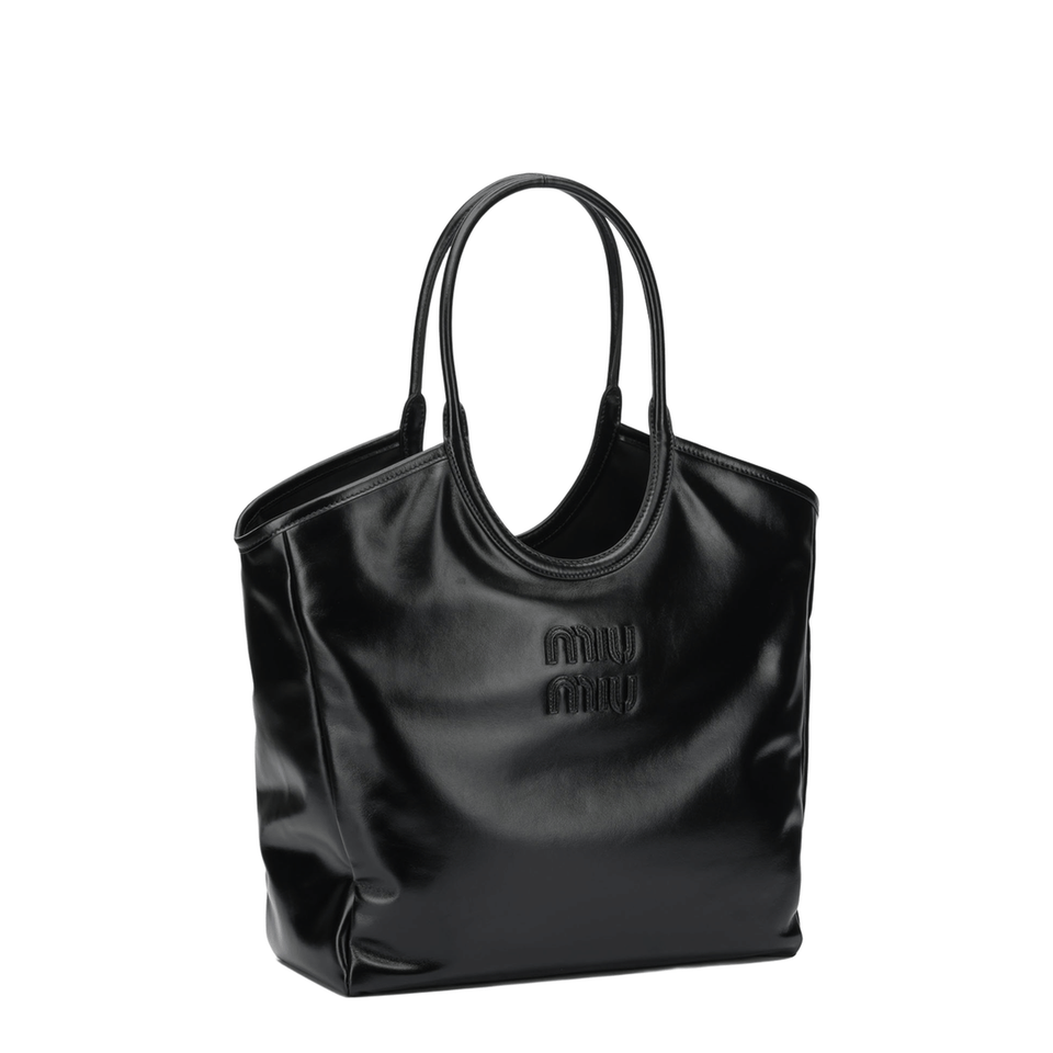 Miu Miu Ivy Large Leather Shoulder Bags - Black