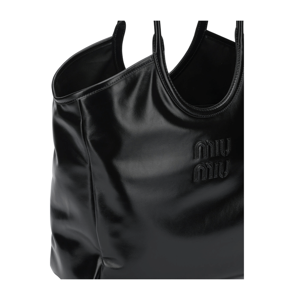 Miu Miu Ivy Large Leather Shoulder Bags - Black