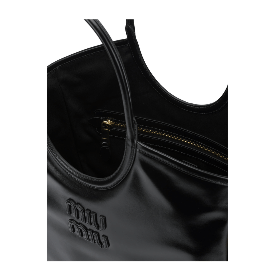 Miu Miu Ivy Large Leather Shoulder Bags - Black