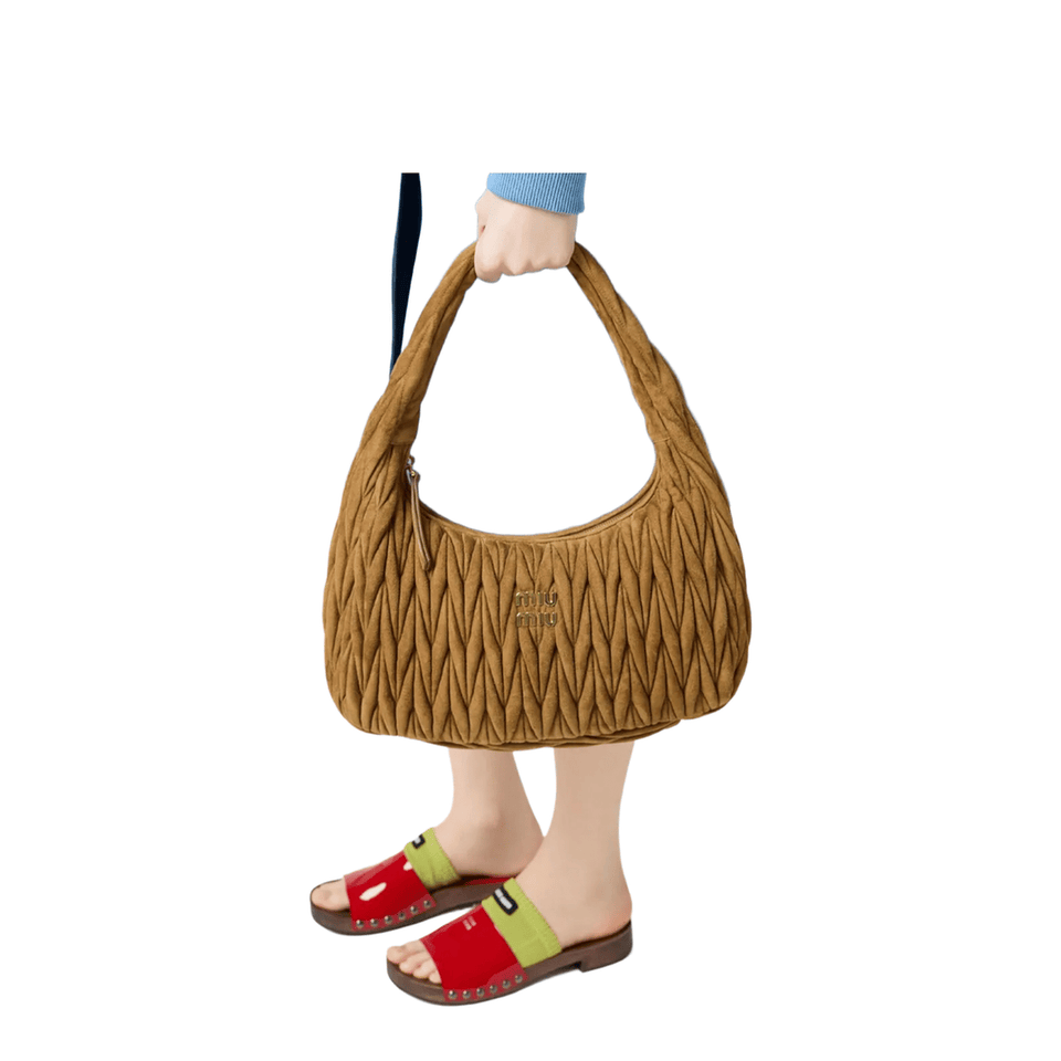 Miu Miu SORELLE Suede Shoulder Bag - Oliva