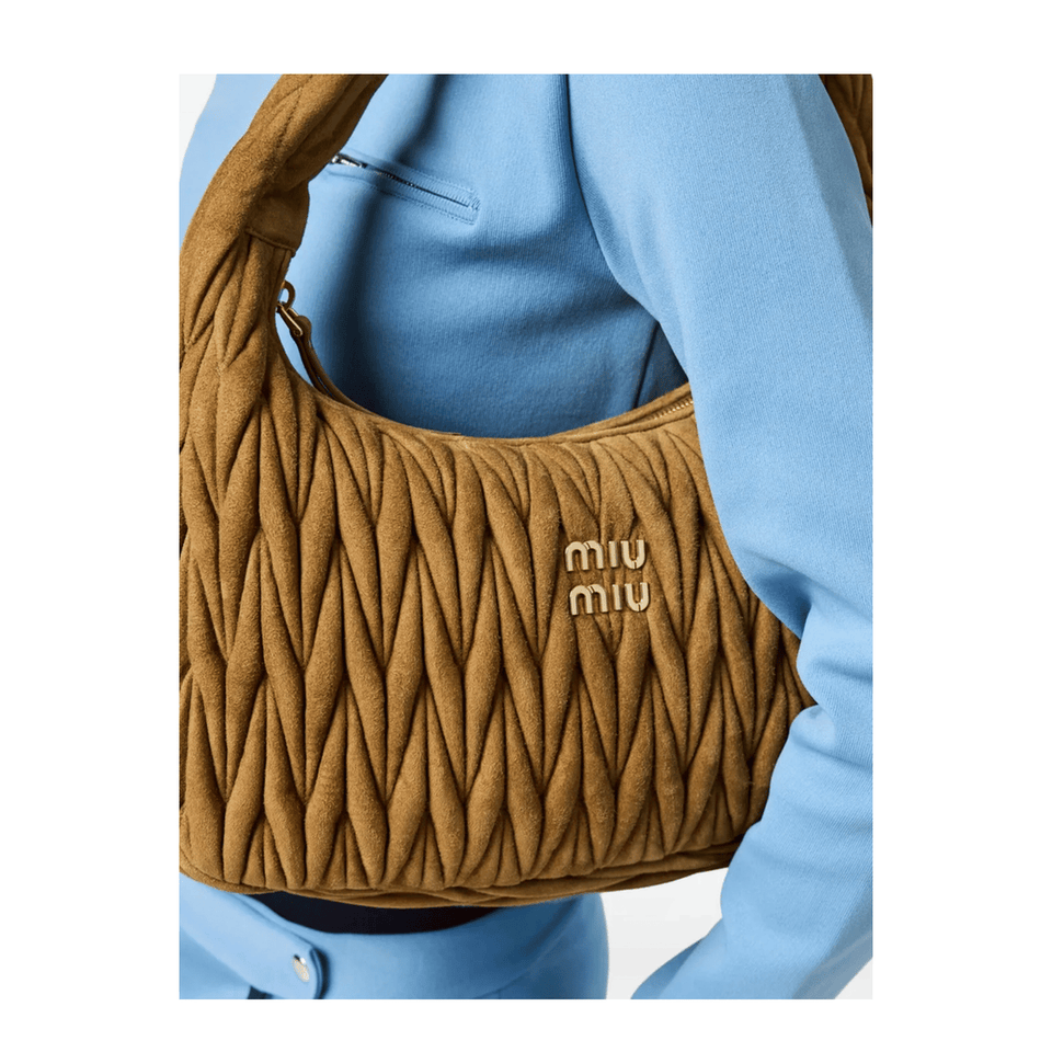 Miu Miu SORELLE Suede Shoulder Bag - Oliva