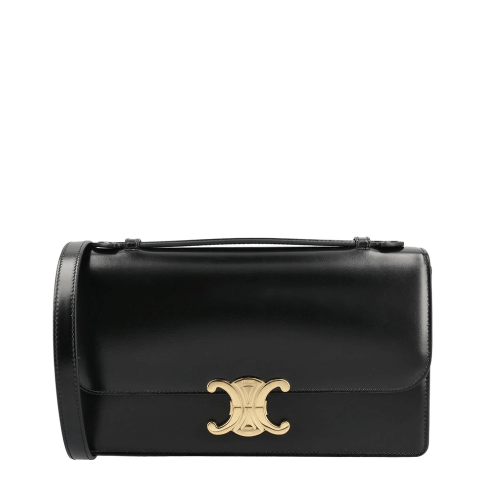 Celine Triomphe Medium Calfskin Shoulder Bag - Black