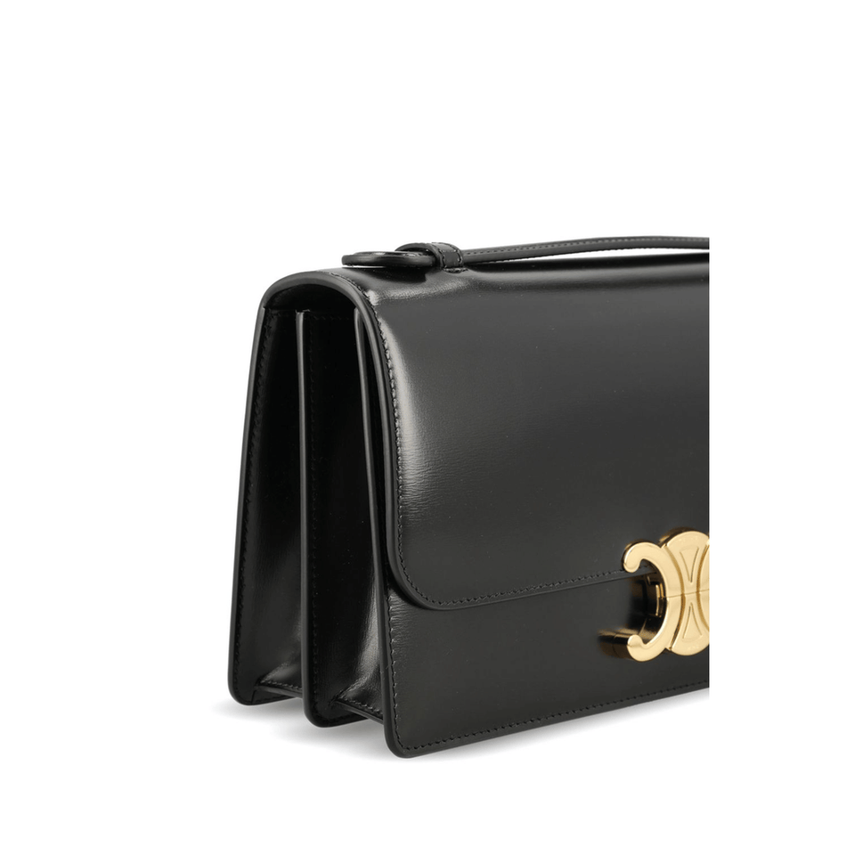 Celine Triomphe Medium Calfskin Shoulder Bag - Black