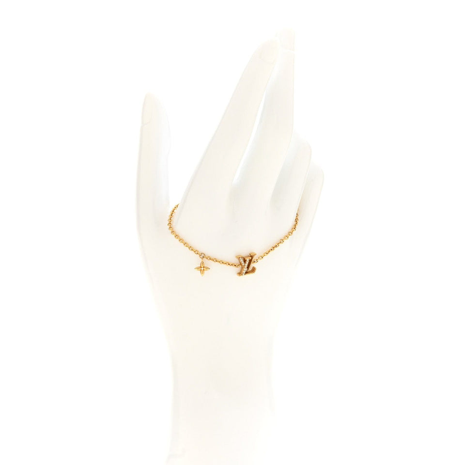 Louis Vuitton Metal Crystal LV Iconic Bracelet Gold