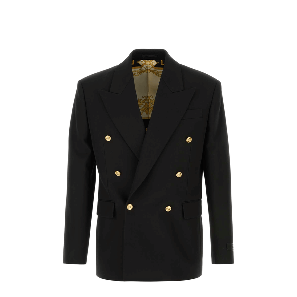 Versace Double - Breasted Button Jacket Black