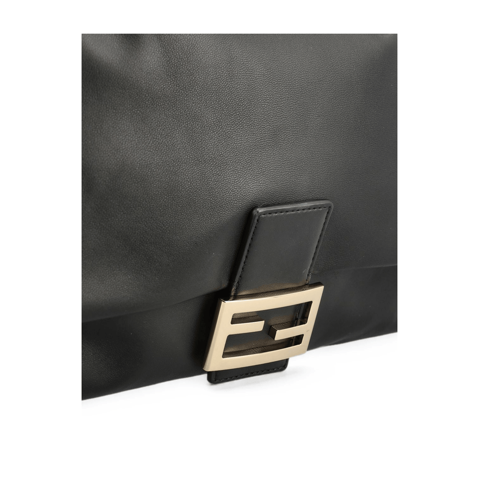 Fendi Baguette Soft Large Lamb Leather Shoulder Bag - Black