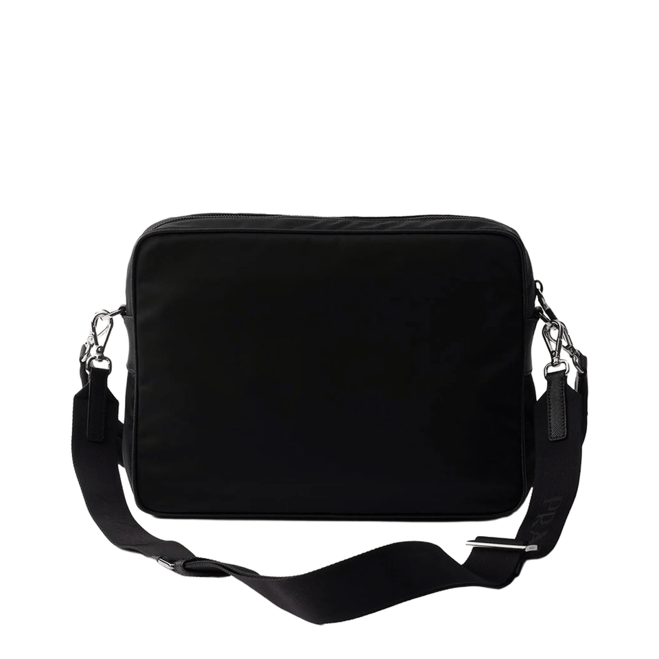 Prada Logo - Plaque Re - Nylon Messenger Bag - Black
