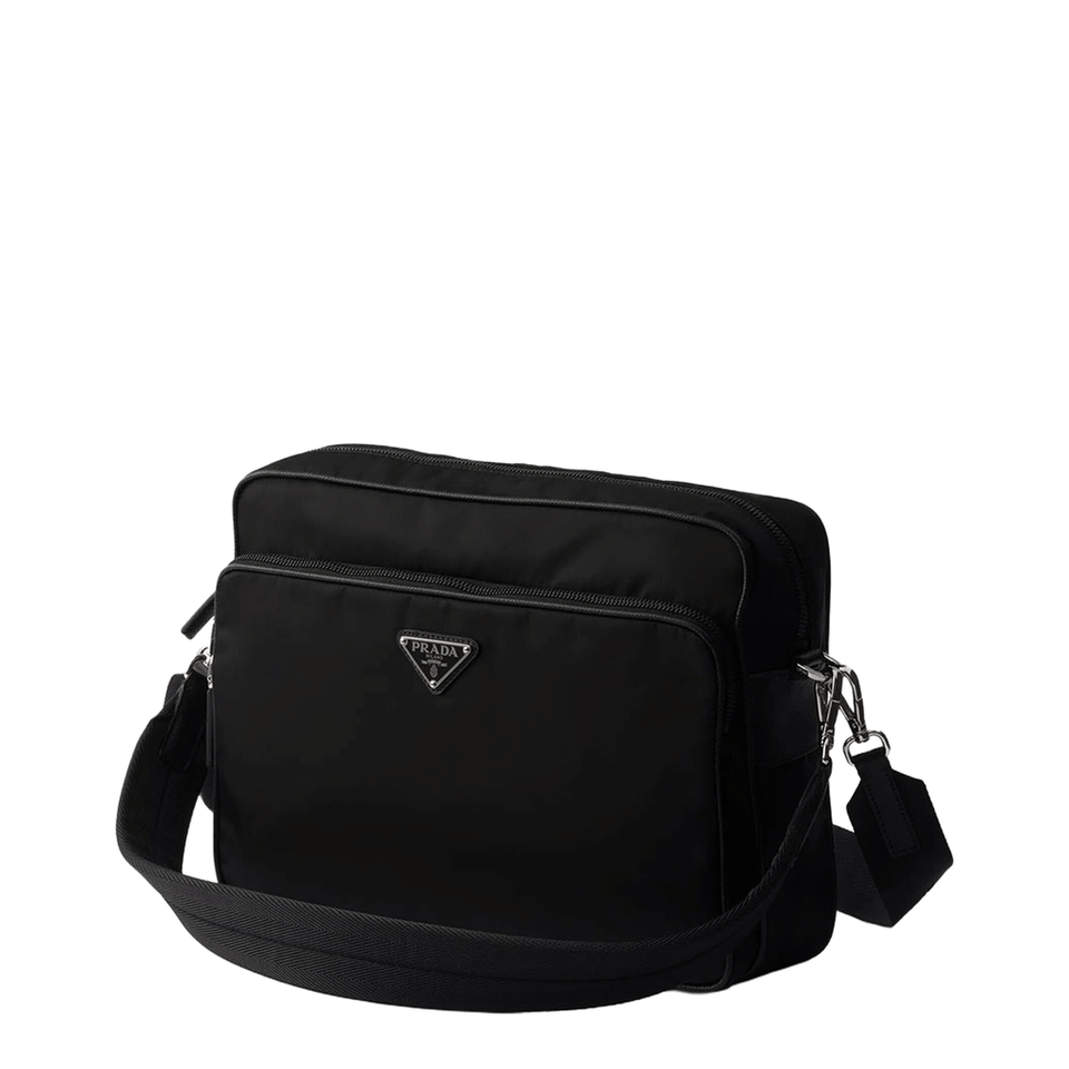 Prada Logo - Plaque Re - Nylon Messenger Bag - Black