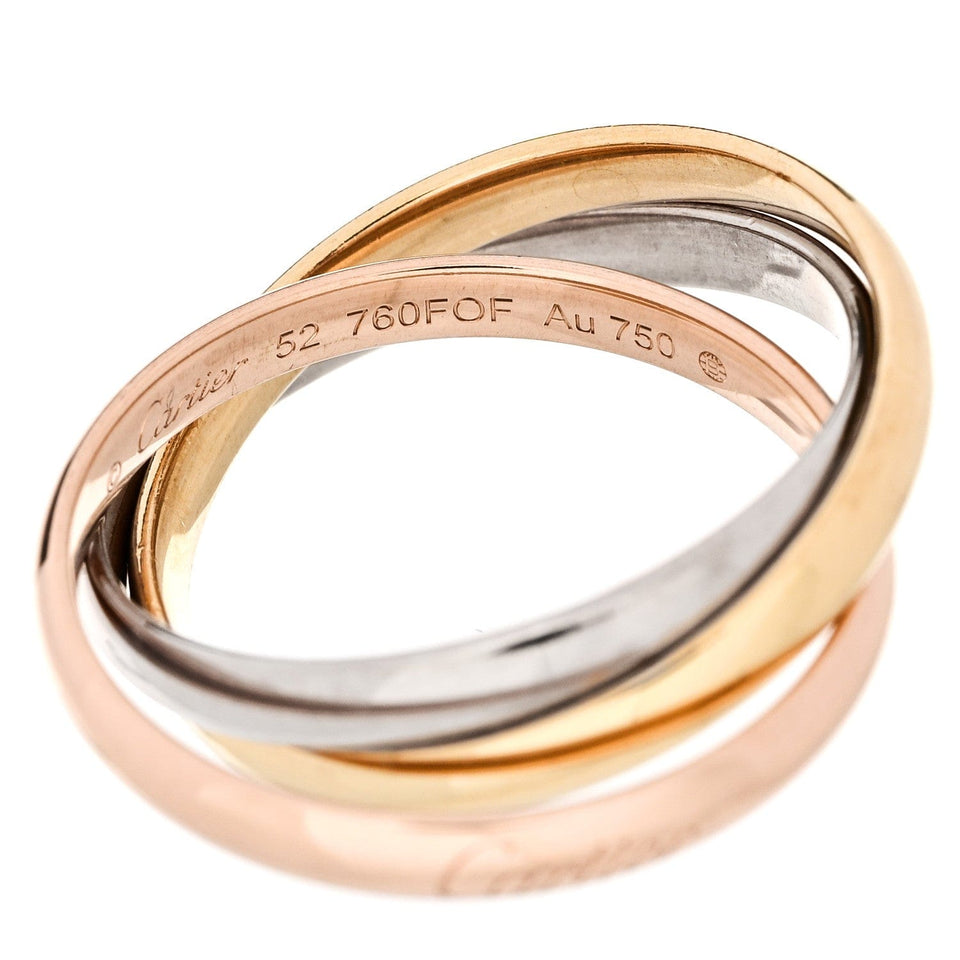 Cartier 18K Pink Yellow White Gold Small Trinity Ring 52 6