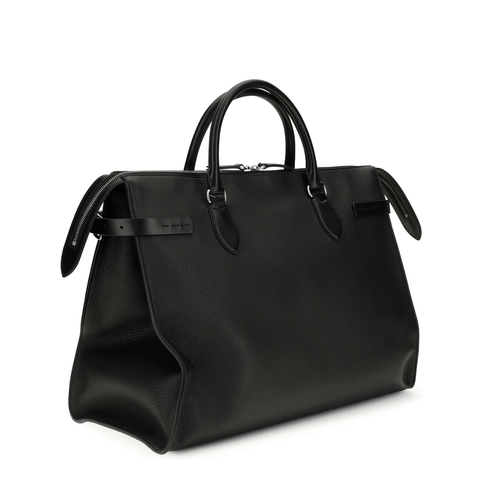 Valentino Antibes Large Grained Leather Duffle Bag - Dark Brown