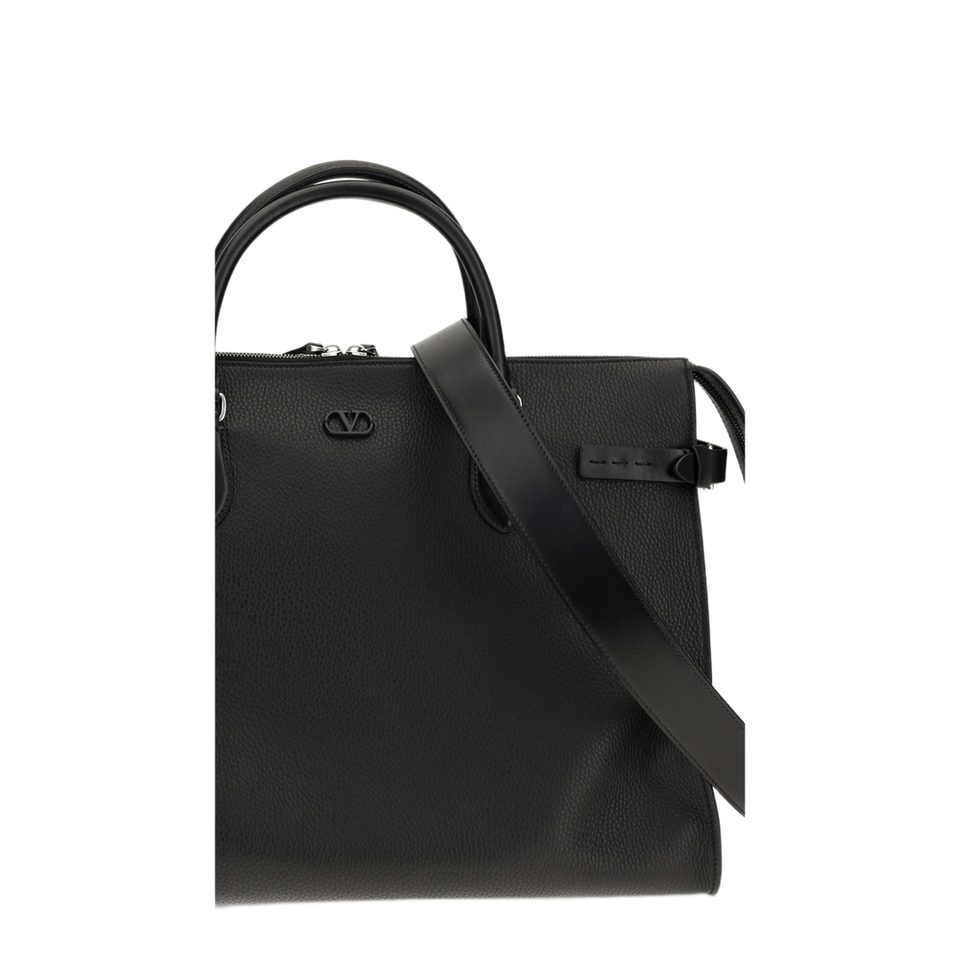 Valentino Antibes Large Grained Leather Duffle Bag - Dark Brown