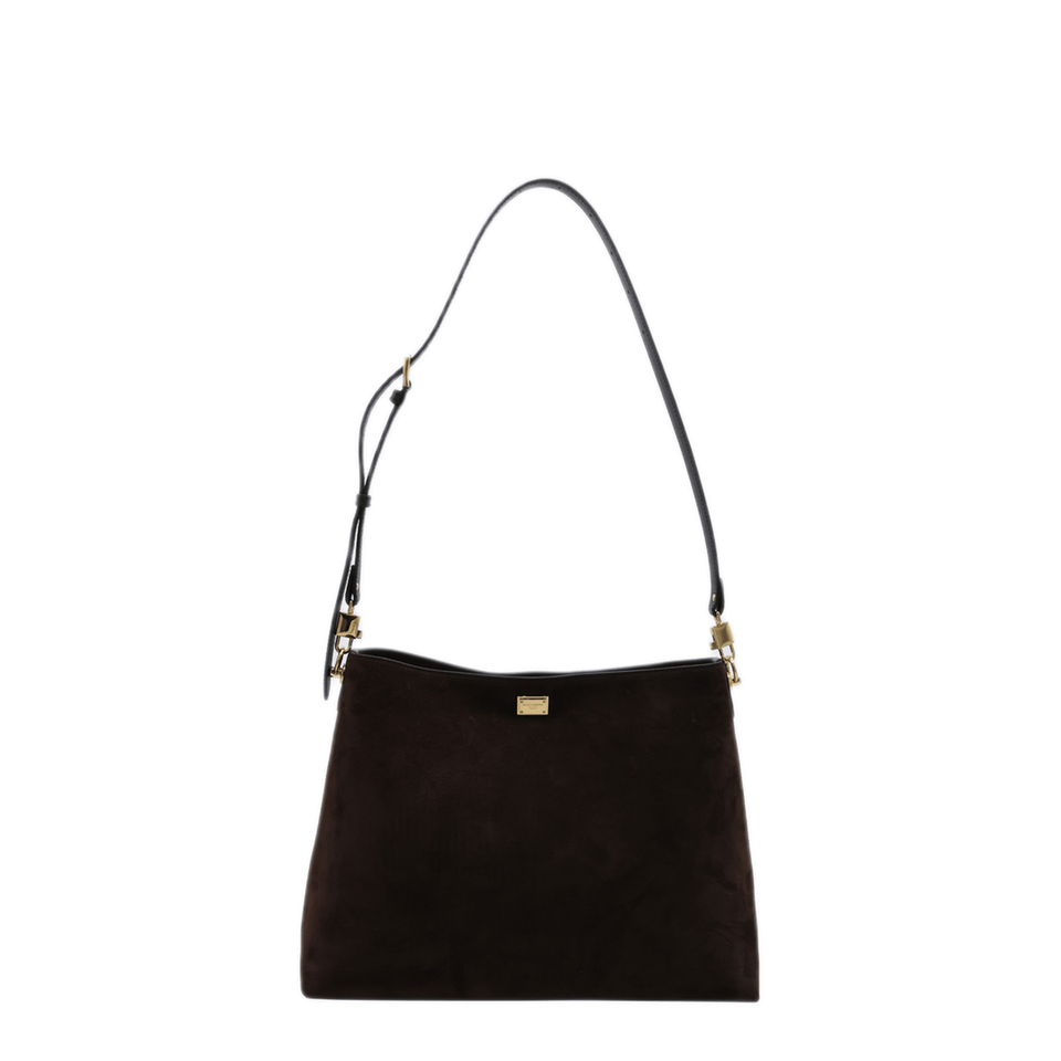 Dolce & Gabbana Vittoria Large Suede Leather Crossbody - Dark Brown