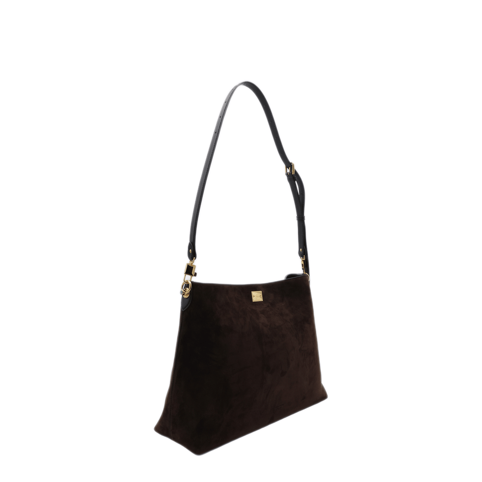 Dolce & Gabbana Vittoria Large Suede Leather Crossbody - Dark Brown