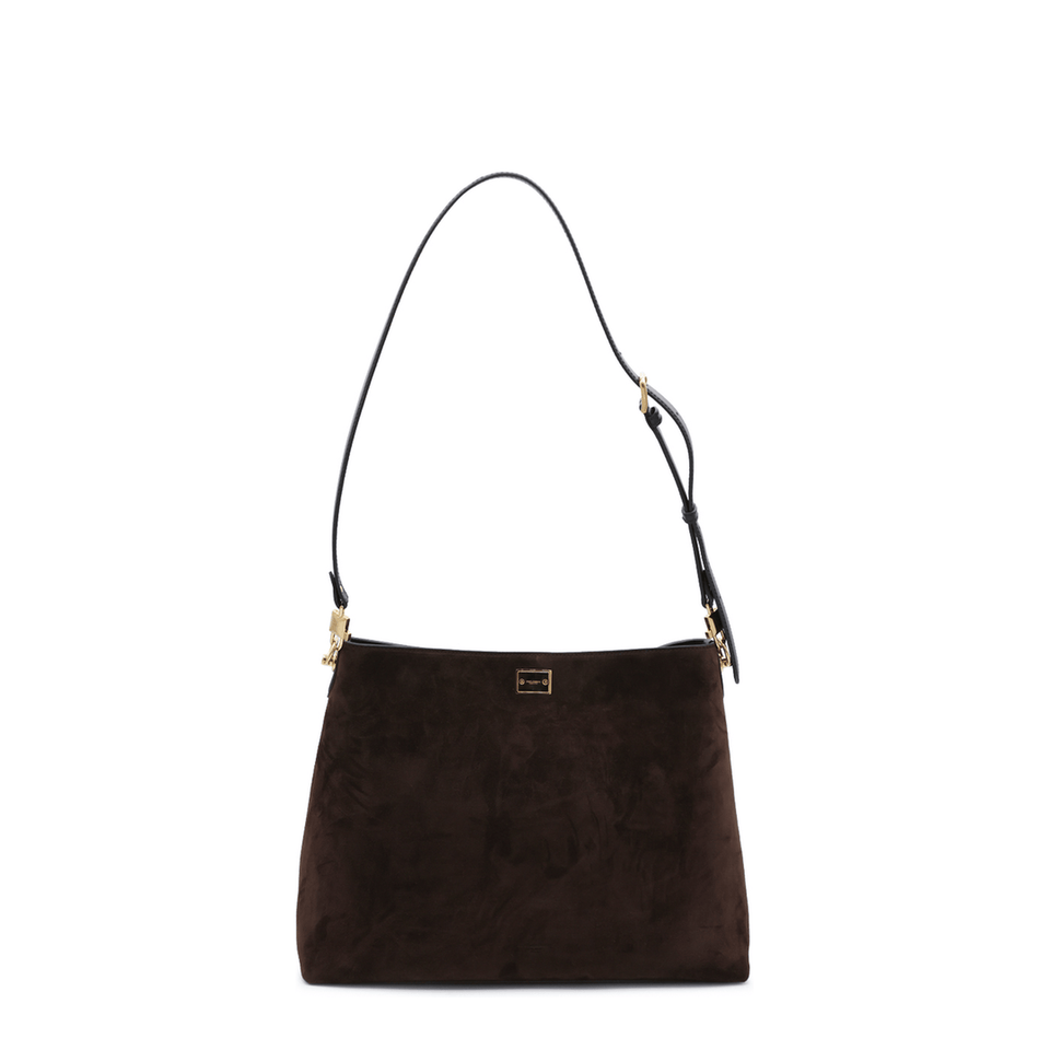Dolce & Gabbana Vittoria Large Suede Leather Crossbody - Dark Brown