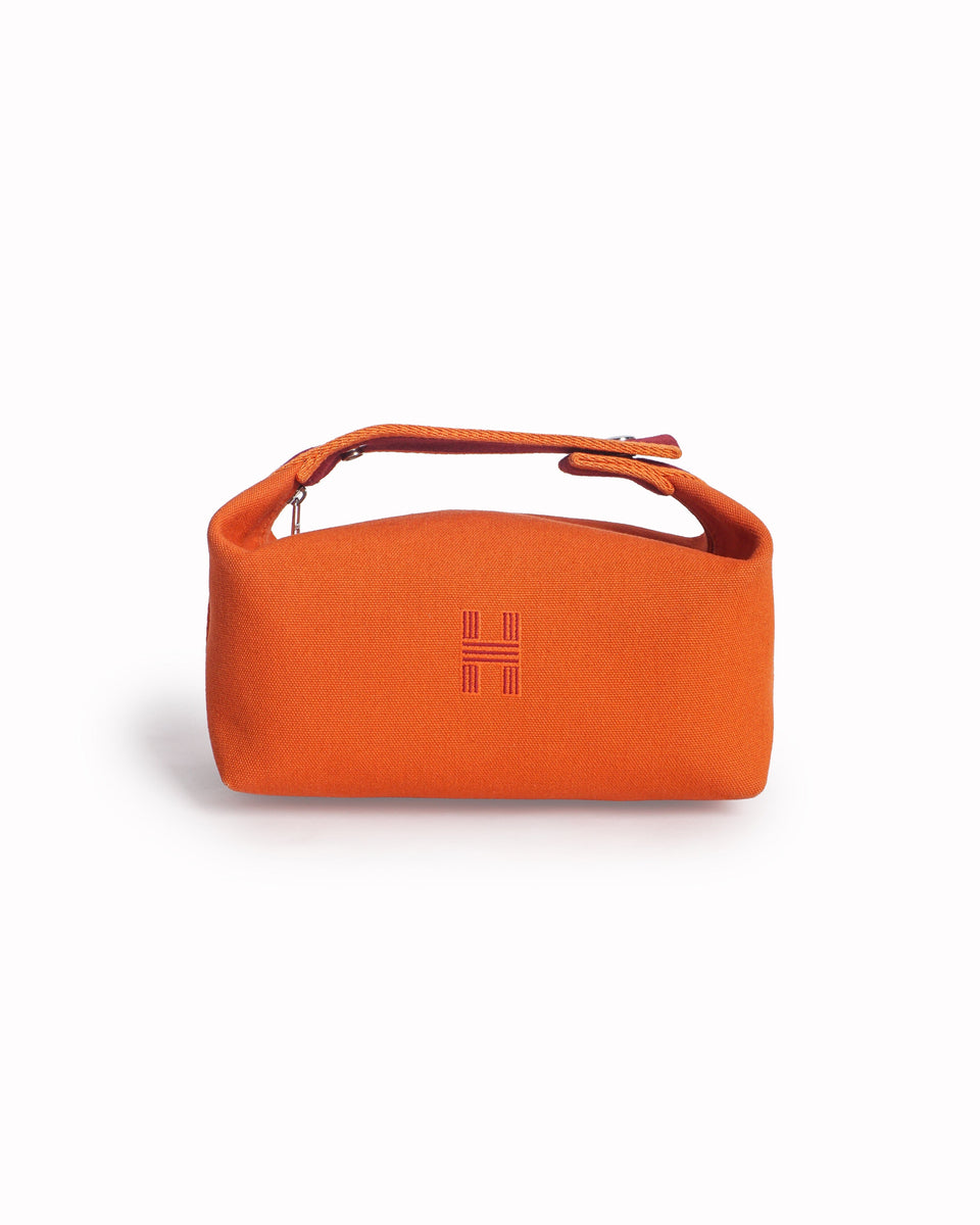 Hermès Orange Cotton Canvas Bride - à - Brac Vanity Case Bag