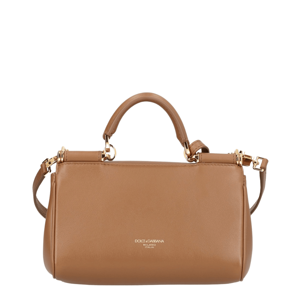 Dolce & Gabbana My Sicily Mini Plongé Calfskin Handbag - Brown