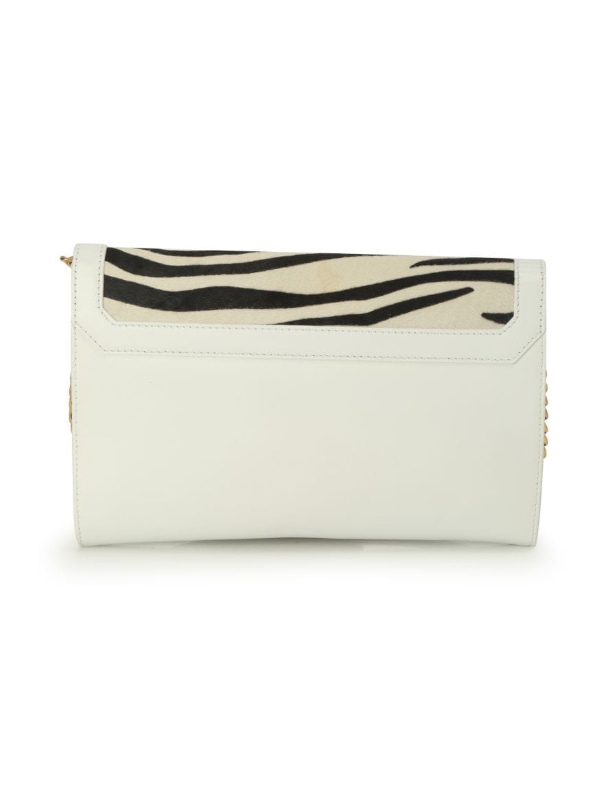Jimmy Choo Zebra Print White Leather Bag Medium