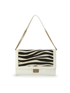 Jimmy Choo Zebra Print White Leather Bag Medium