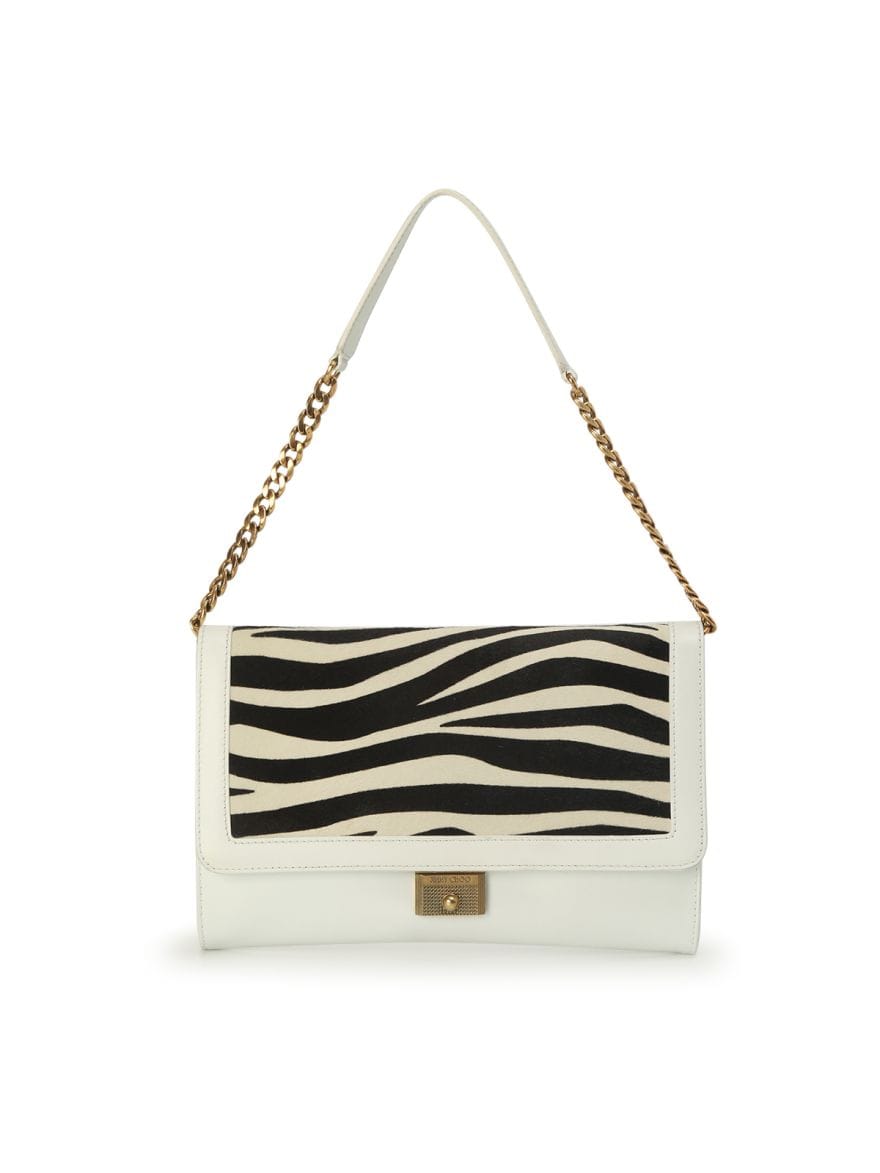 Jimmy Choo Zebra Print White Leather Bag Medium