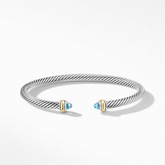 David Yurman Cable Classic Bracelet with Blue Topaz and 18k Yellow Gold - B14711 S8ABT