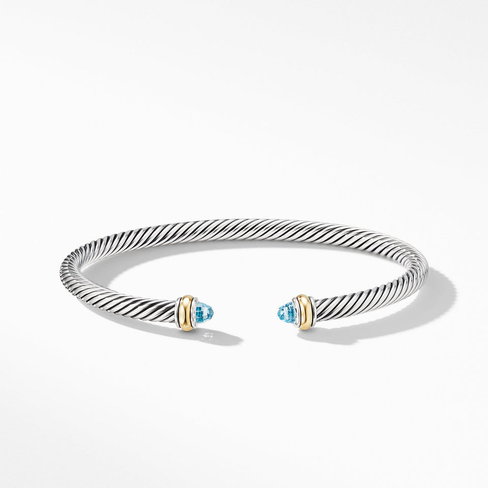 David Yurman Cable Classic Bracelet with Blue Topaz and 18k Yellow Gold - B14711 S8ABT