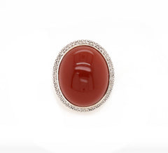 David Yurman Vintage David Yurman Signature Oval Carnelian and Diamond Frame Ring in Sterling