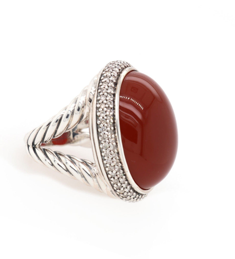David Yurman Vintage David Yurman Signature Oval Carnelian and Diamond Frame Ring in Sterling