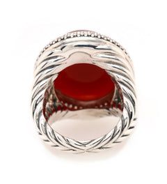 David Yurman Vintage David Yurman Signature Oval Carnelian and Diamond Frame Ring in Sterling