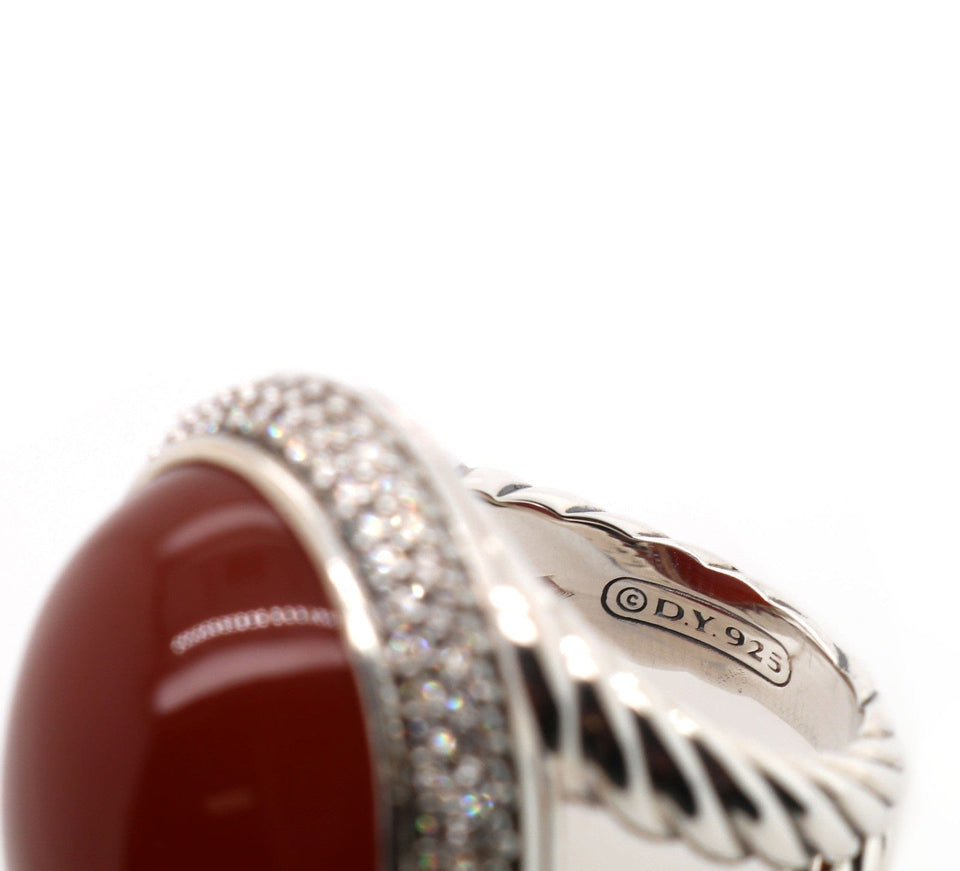 David Yurman Vintage David Yurman Signature Oval Carnelian and Diamond Frame Ring in Sterling